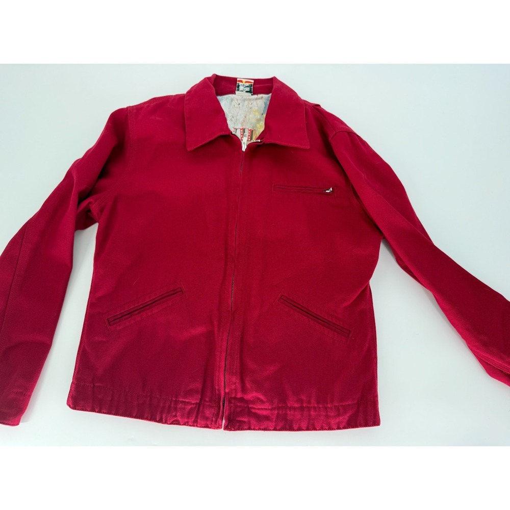 VTG Ethyl Red Denim Jacket S Western Cowgirl Rodeo Graphic Lining Full Zip‎ Wild